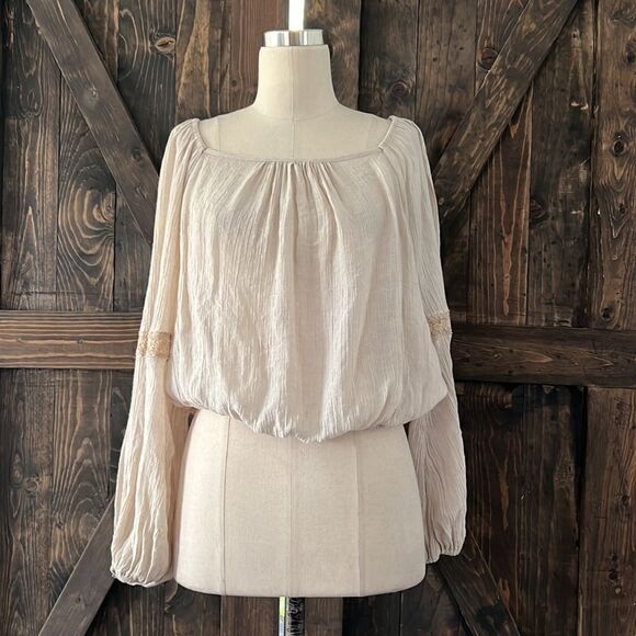 Lulus boho cropped long sleeve top Size Medium - Picture 1 of 13